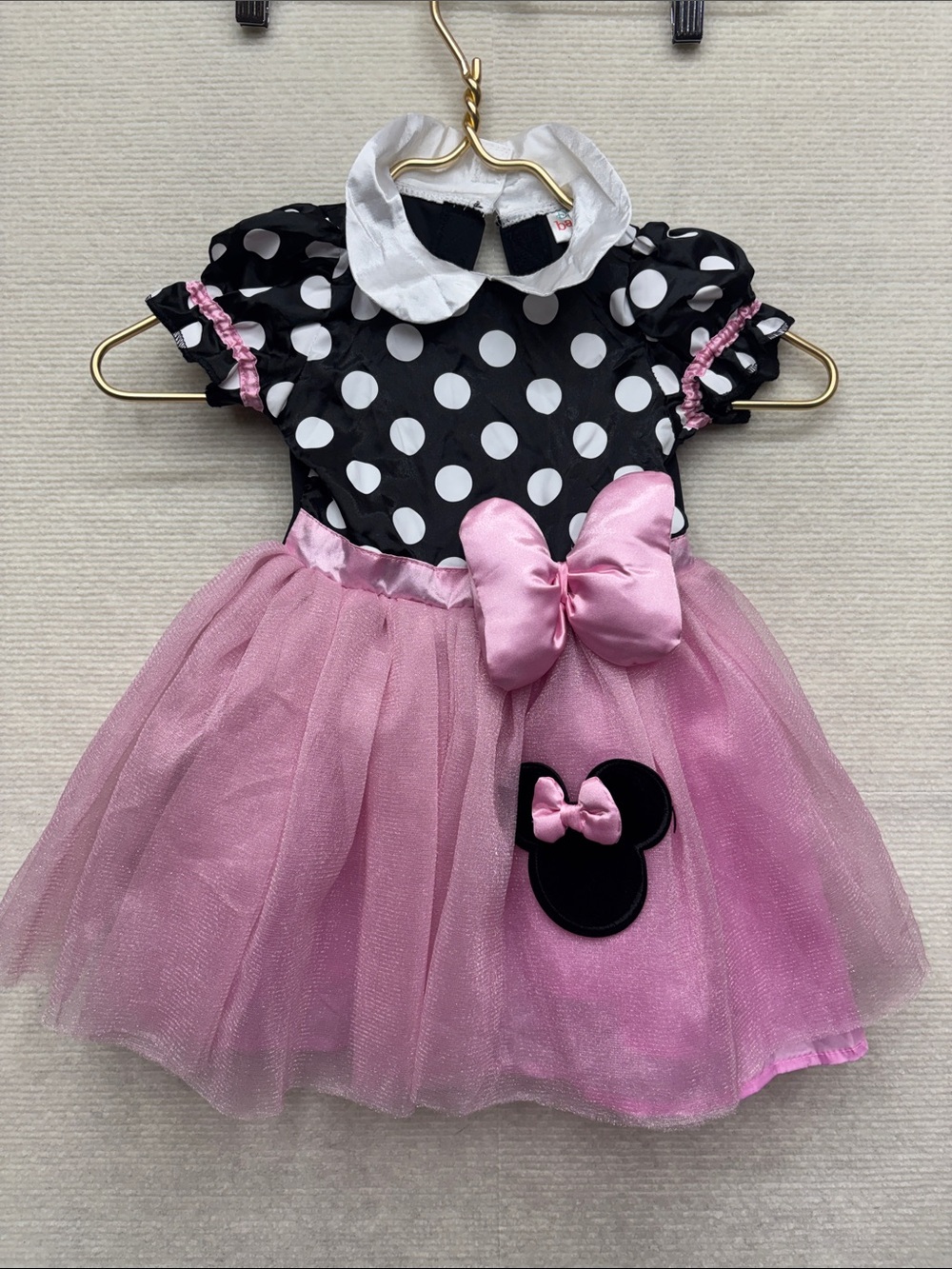 Disney | baby Girls Black & Pink Polka Dot Tulle Costume Dress with Bow Minnie